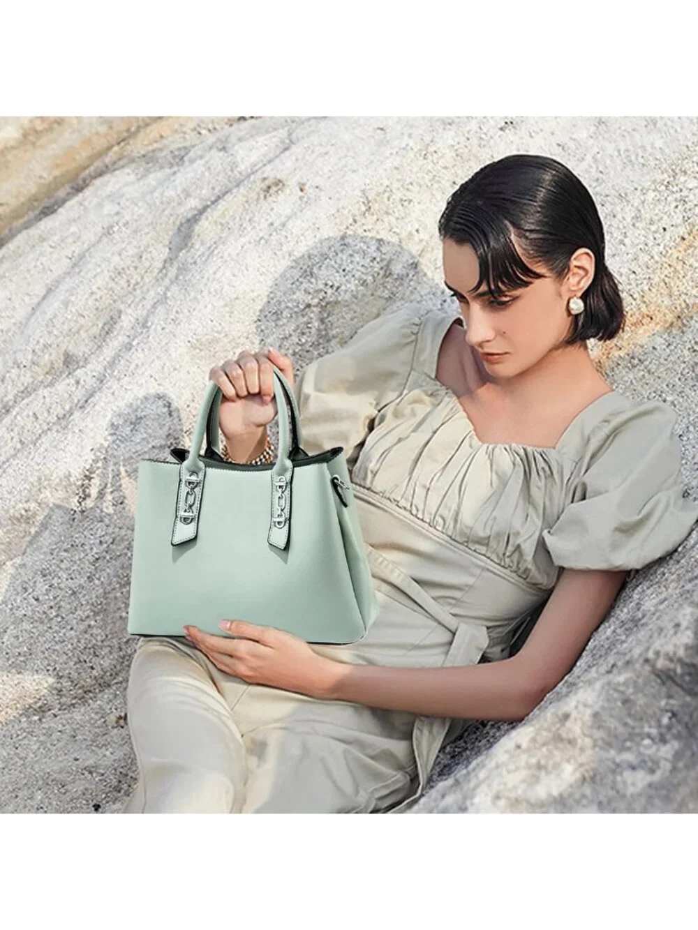 Chic Women's Tote Handbag - Stylish Top Handle & Casual Shoulder Bag - PU